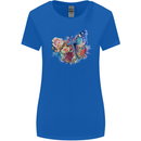 Christian Cross & Butterfly With Flowers Womens Wider Cut T-Shirt Royal Blue