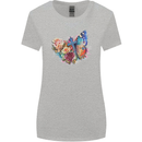 Christian Cross & Butterfly With Flowers Womens Wider Cut T-Shirt Sports Grey