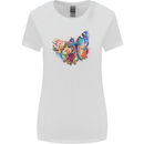 Christian Cross & Butterfly With Flowers Womens Wider Cut T-Shirt White