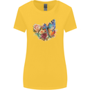 Christian Cross & Butterfly With Flowers Womens Wider Cut T-Shirt Yellow