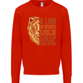 Christian Lion Quote Christianity Religion Kids Sweatshirt Jumper Bright Red