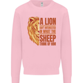 Christian Lion Quote Christianity Religion Kids Sweatshirt Jumper Light Pink