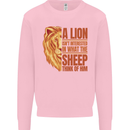Christian Lion Quote Christianity Religion Kids Sweatshirt Jumper Light Pink