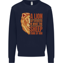 Christian Lion Quote Christianity Religion Kids Sweatshirt Jumper Navy Blue