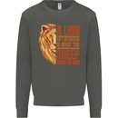 Christian Lion Quote Christianity Religion Kids Sweatshirt Jumper Storm Grey