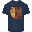 Christian Lion Quote Christianity Religion Kids T-Shirt Childrens Navy Blue