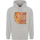 Christian Lion Quote Christianity Religion Mens 80% Cotton Hoodie Sports Grey