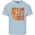 Christian Lion Quote Christianity Religion Mens Cotton T-Shirt Tee Top Light Blue
