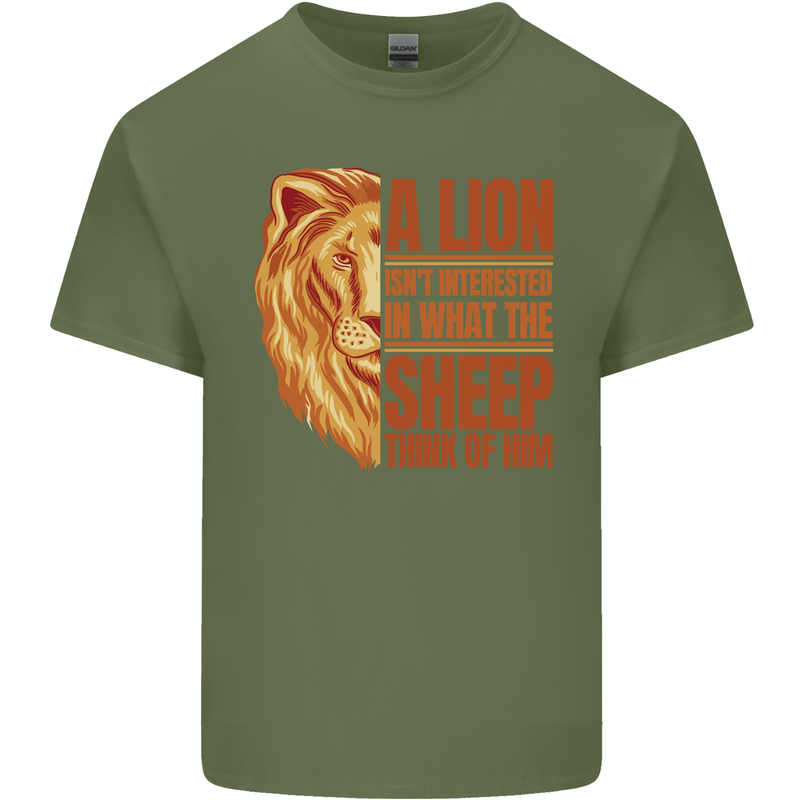 Christian Lion Quote Christianity Religion Mens Cotton T-Shirt Tee Top Military Green