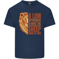 Christian Lion Quote Christianity Religion Mens Cotton T-Shirt Tee Top Navy Blue