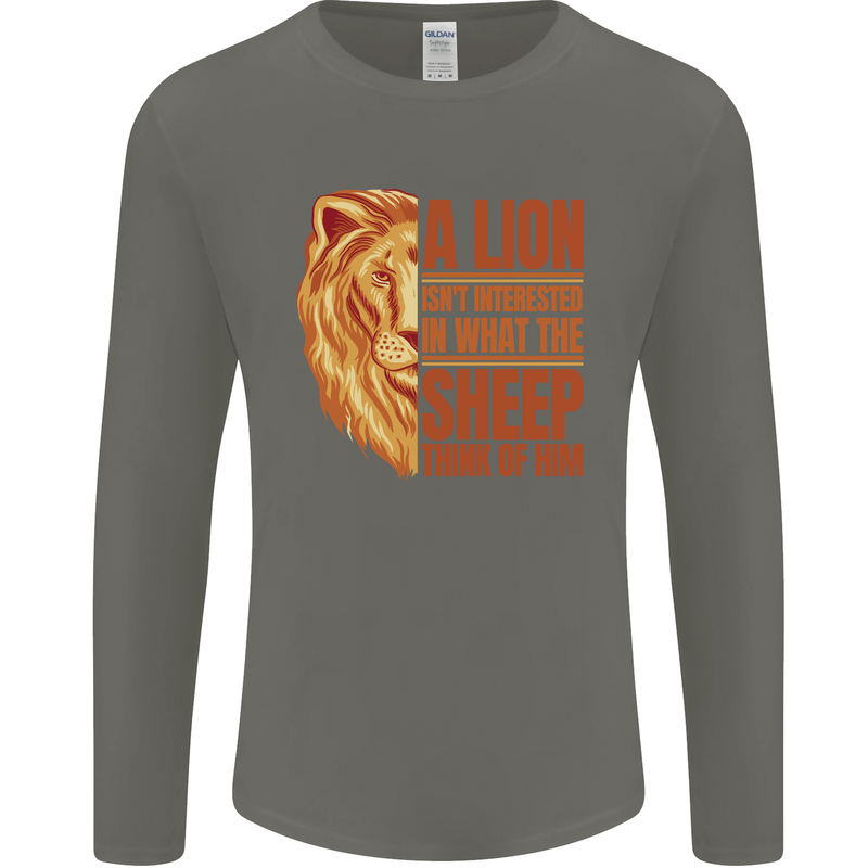 Christian Lion Quote Christianity Religion Mens Long Sleeve T-Shirt Charcoal