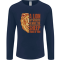 Christian Lion Quote Christianity Religion Mens Long Sleeve T-Shirt Navy Blue