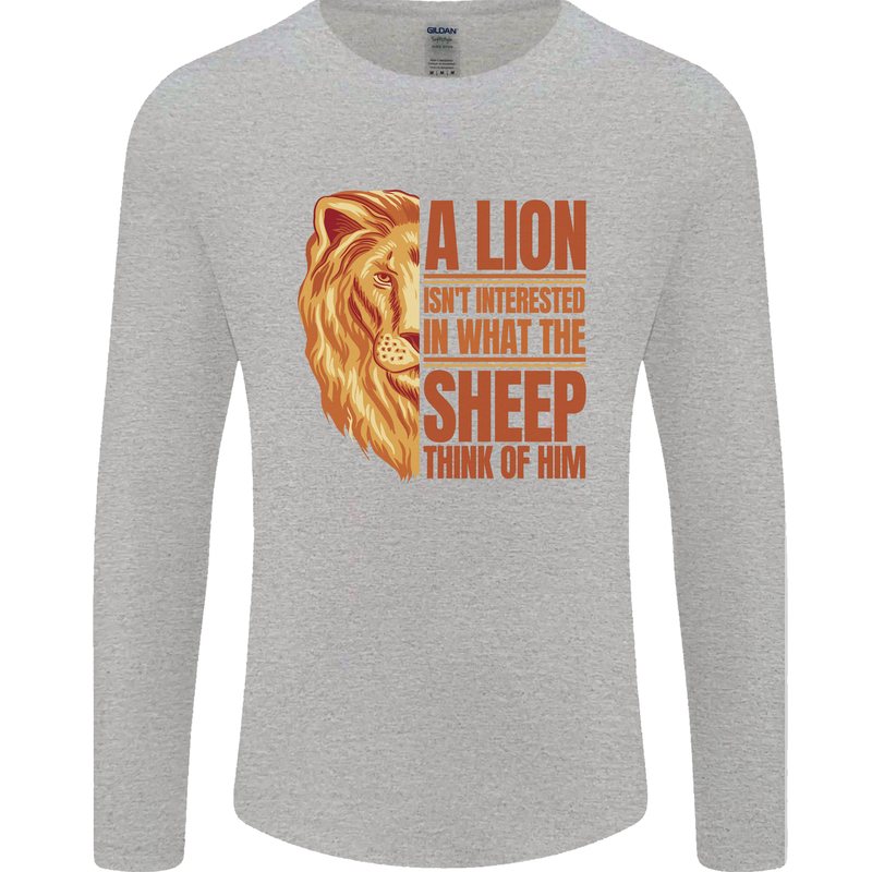 Christian Lion Quote Christianity Religion Mens Long Sleeve T-Shirt Sports Grey