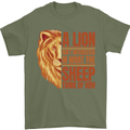 Christian Lion Quote Christianity Religion Mens T-Shirt 100% Cotton Military Green