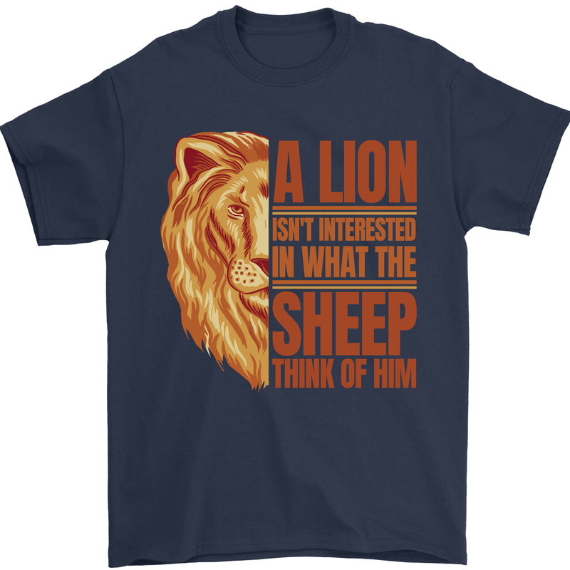 Christian Lion Quote Christianity Religion Mens T-Shirt 100% Cotton Navy Blue