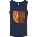 Christian Lion Quote Christianity Religion Mens Vest Tank Top Navy Blue