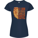Christian Lion Quote Christianity Religion Womens Petite Cut T-Shirt Navy Blue