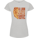 Christian Lion Quote Christianity Religion Womens Petite Cut T-Shirt Sports Grey