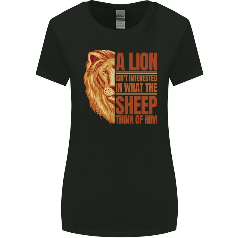 Christian Lion Quote Christianity Religion Womens Wider Cut T-Shirt Black