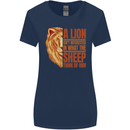 Christian Lion Quote Christianity Religion Womens Wider Cut T-Shirt Navy Blue