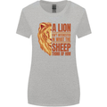 Christian Lion Quote Christianity Religion Womens Wider Cut T-Shirt Sports Grey