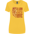 Christian Lion Quote Christianity Religion Womens Wider Cut T-Shirt Yellow