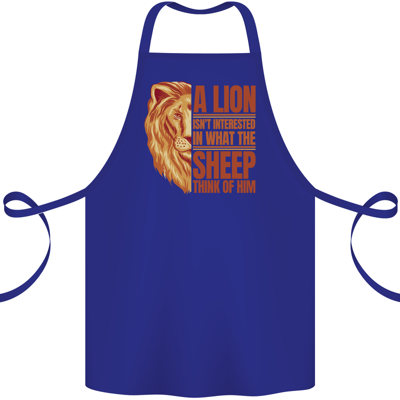 Christianity Lion Quote Religion Christian Cotton Apron 100% Organic Royal Blue