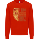 Christianity Lion Quote Religion Christian Kids Sweatshirt Jumper Bright Red