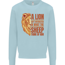Christianity Lion Quote Religion Christian Kids Sweatshirt Jumper Light Blue