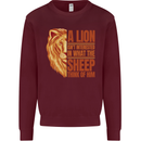 Christianity Lion Quote Religion Christian Kids Sweatshirt Jumper Maroon