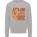 Christianity Lion Quote Religion Christian Kids Sweatshirt Jumper Sports Grey