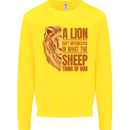 Christianity Lion Quote Religion Christian Kids Sweatshirt Jumper Yellow