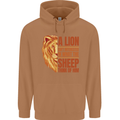Christianity Lion Quote Religion Christian Mens 80% Cotton Hoodie Caramel Latte