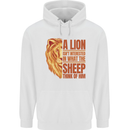 Christianity Lion Quote Religion Christian Mens 80% Cotton Hoodie White