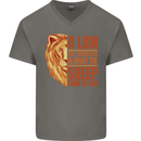 Christianity Lion Quote Religion Christian Mens V-Neck Cotton T-Shirt Charcoal