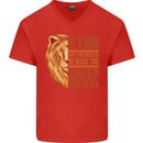 Christianity Lion Quote Religion Christian Mens V-Neck Cotton T-Shirt Red