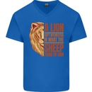Christianity Lion Quote Religion Christian Mens V-Neck Cotton T-Shirt Royal Blue
