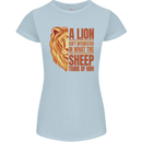 Christianity Lion Quote Religion Christian Womens Petite Cut T-Shirt Light Blue
