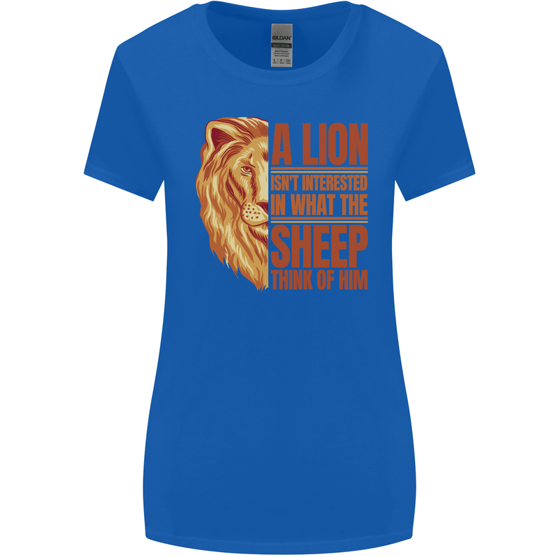 Christianity Lion Quote Religion Christian Womens Wider Cut T-Shirt Royal Blue