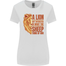 Christianity Lion Quote Religion Christian Womens Wider Cut T-Shirt White