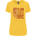Christianity Lion Quote Religion Christian Womens Wider Cut T-Shirt Yellow