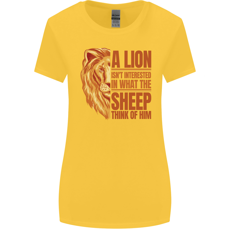 Christianity Lion Quote Religion Christian Womens Wider Cut T-Shirt Yellow