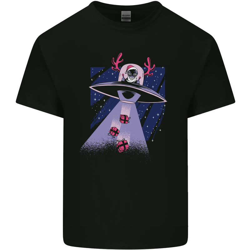 Christmas Alien Xmas Present Abduction UFO Funny Kids T-Shirt Childrens Black