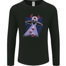Christmas Alien Xmas Present Abduction UFO Funny Mens Long Sleeve T-Shirt Black