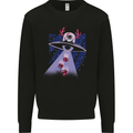 Christmas Alien Xmas Present Abduction UFO Funny Mens Sweatshirt Jumper Black