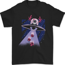 Christmas Alien Xmas Present Abduction UFO Funny Mens T-Shirt 100% Cotton Black