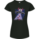 Christmas Alien Xmas Present Abduction UFO Funny Womens Petite Cut T-Shirt Black