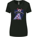 Christmas Alien Xmas Present Abduction UFO Funny Womens Wider Cut T-Shirt Black