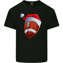 Christmas American Football Santa Hat Xmas Kids T-Shirt Childrens Black