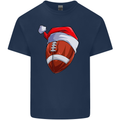 Christmas American Football Santa Hat Xmas Kids T-Shirt Childrens Navy Blue